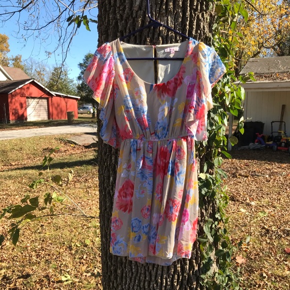 Margo & Sebastian floral flutter sleeve dress - Picture 11 of 13